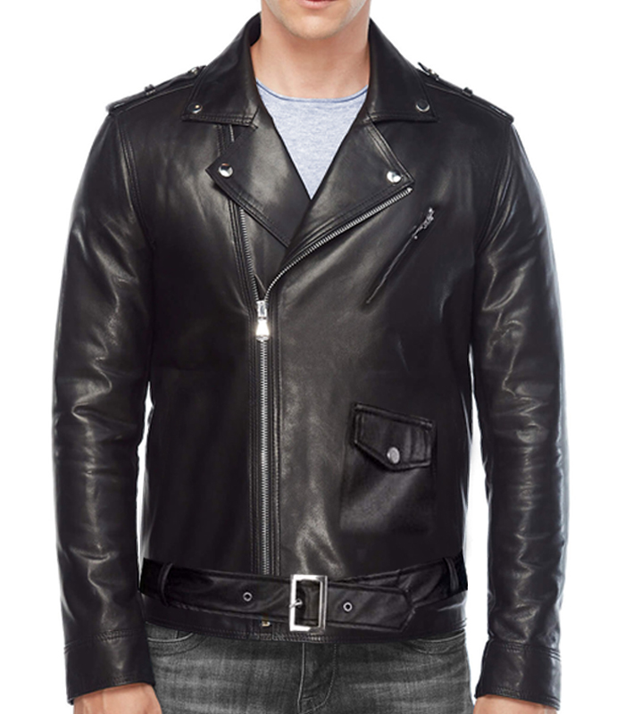 Angel Fire Black Leather Motorcycle Jacket for Men