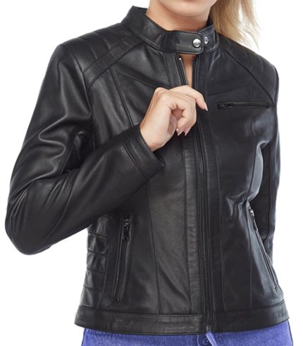 Ebony Women’s Leather Jacket in Black