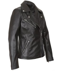 Womens Black Party Wear Stylish Leather Jacket 4