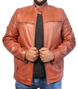 Mens Brown Winter Casual Leather Jacket 1