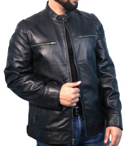 Mens New Fashion Black Motorcycle Jacket 5