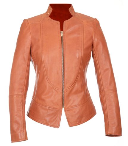Womens Fashionable Slim Fit Leather Jacket 1