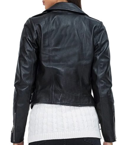 Classic Leather Biker Jacket for Womens