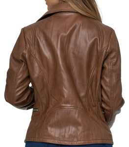 Brown Biker Style Womens Real Leather Jacket