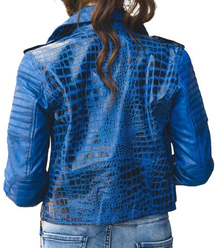 Lillia Blue Leather Jacket for Women