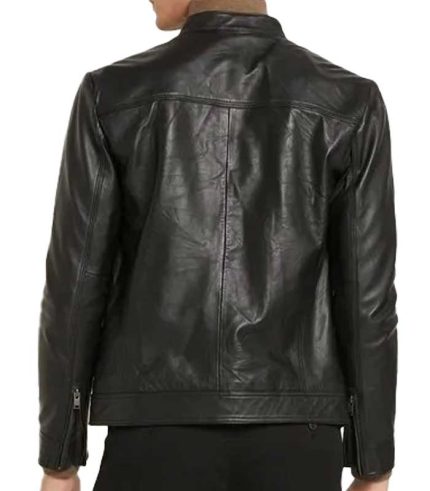 Black Lambskin Biker Leather Jacket for Men