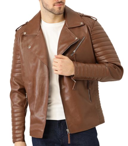 Brown Faux Leather jackets for Mens