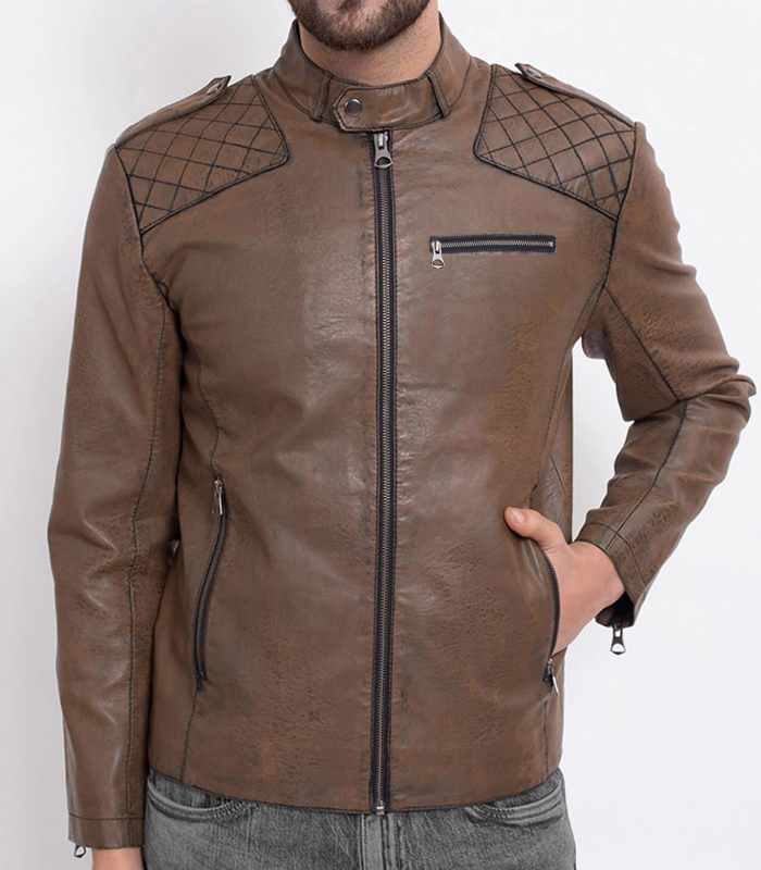 Men Brown Tan Leather Jacket