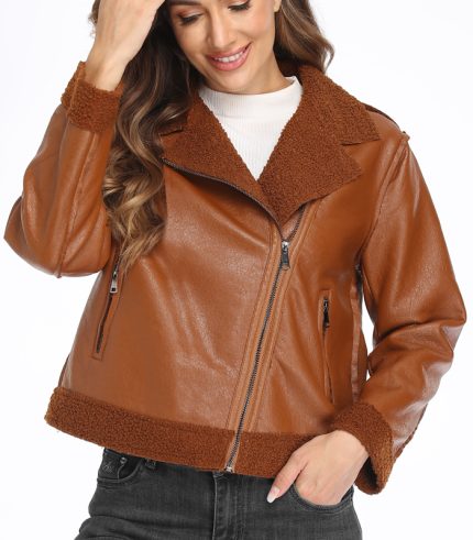 Colette Brown Leather Jacket for Women