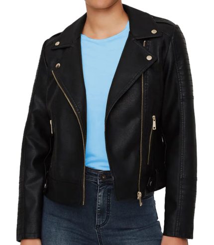 Women Faux Black leather jacket