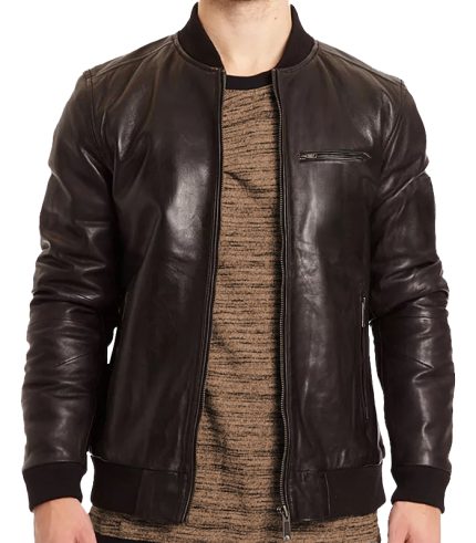 Dean Brown Leather Biker Jacket for Men