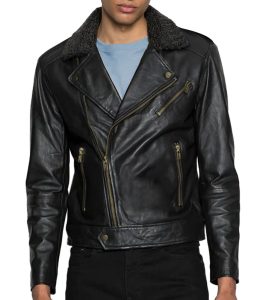 Mens Stylish Biker Black Leather Jacket