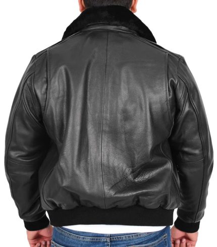 Mens Bomber Classic Black Leather Jacket