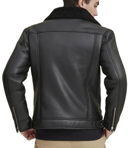 Mens Faux Shearling Black Leather Jackets