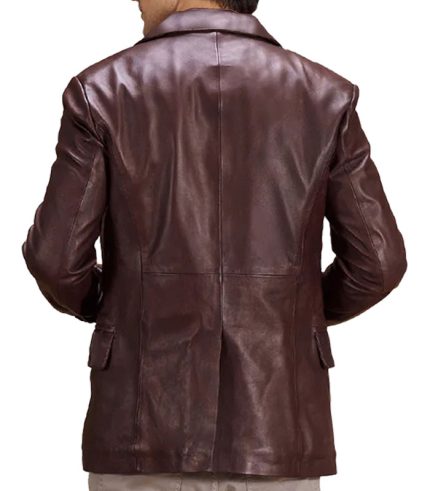 Mens Quilted Brown Leather Blazer