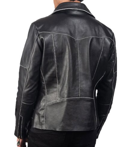 Men Vincent Black Leather Biker Jacket