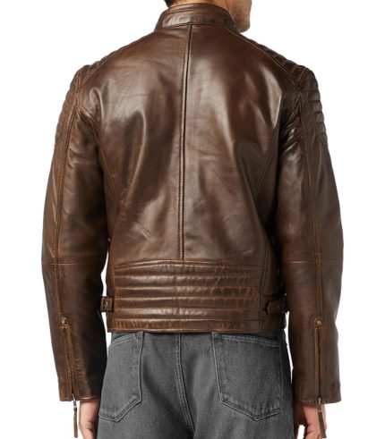 Summer Brown Leather Jacket For Men