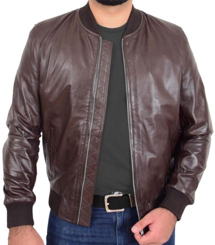 Mens Brown Sheepskin A2 Leather Jacket