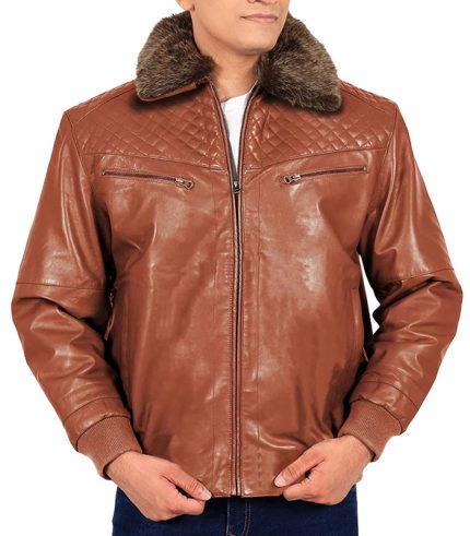Mens Brown Leather Shearling Jacket