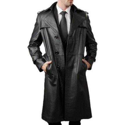 Punisher Leather Trench Coat For Mens