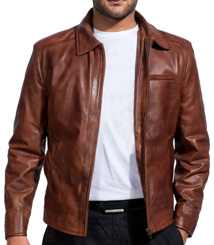 Mens Inferno Brown Leather Jacket
