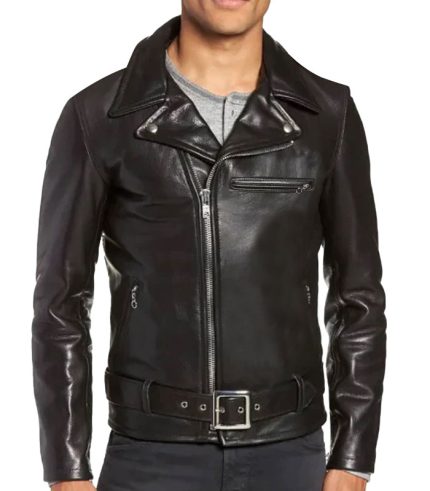 Slim Fit Black Biker Leather Jacket For Mens