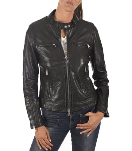 Women Black Lambskin Leather Jacket