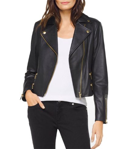 Women Chic Style Black Leather Jacket 22