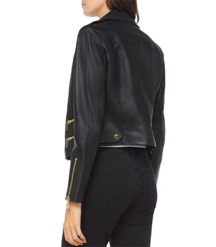 Women Chic Style Black Leather Jacket 1