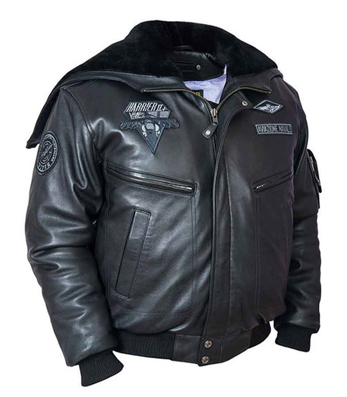 Top Gun Aviator Black Leather Jacket For Men