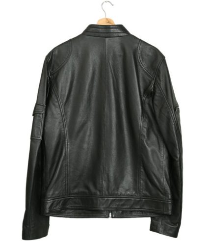 Men Black Leather Racer Jacket 1