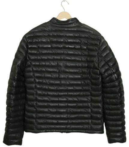 Men Black Puffer Leather Jacket 1