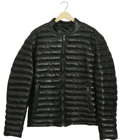 Men Black Puffer Leather Jacket