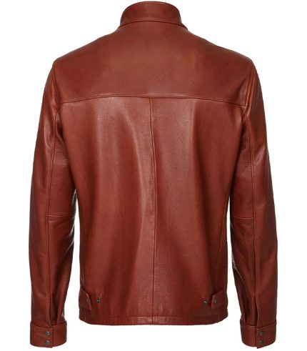 Men Brown Plain Biker Cafe Racer Leather Jacket 1