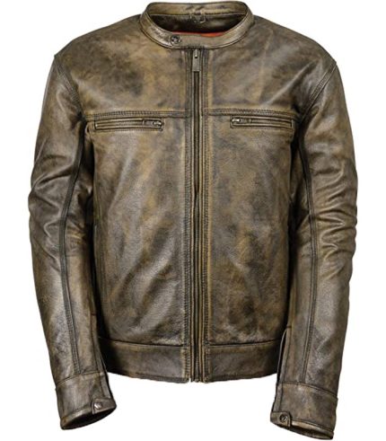 Men Distressed Brown Motorcycle Leather Jacket