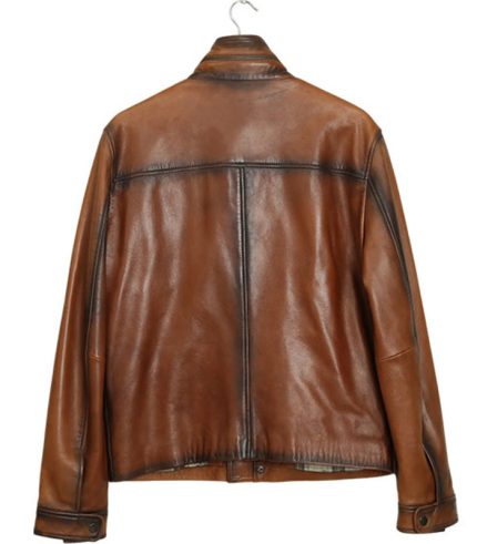 Men Fatigue Brown Leather Jacket 1