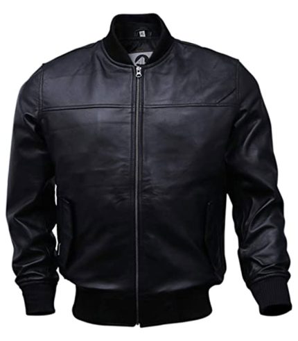 Men Genuine Lambskin Flight Military Tactical Leather Jacket
