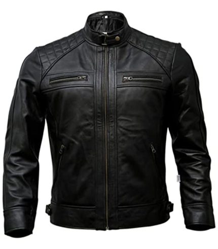 Men Genuine Leather Lambskin Motorcycle Jacket