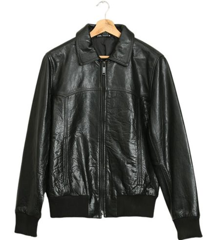 Men Pilot Black Leather Jacket