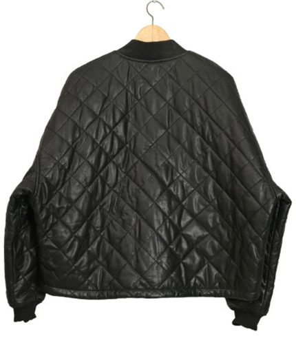 Women Oversize Quilted Black Leather Jacket 1