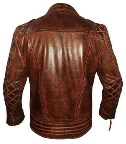 Women Quilted Style Brown Biker Leather Jacket 1