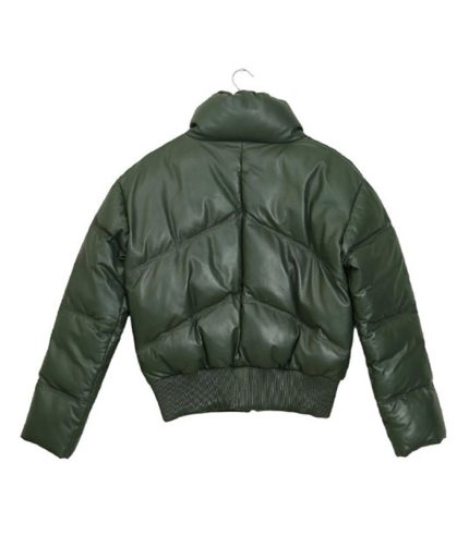 Women Short Green Puffer Jacket 1