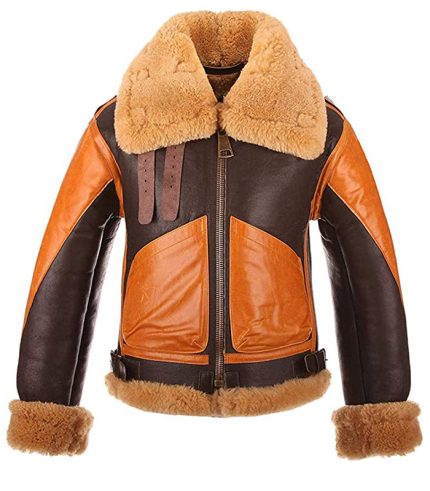 Men Choco Aviator Sheepskin Leather Jacket