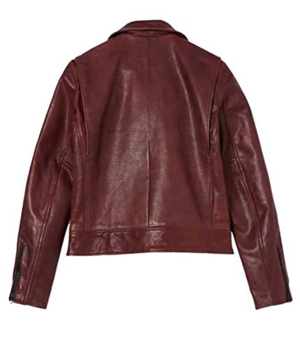 Men Burgundy Biker Leather Jacket 1