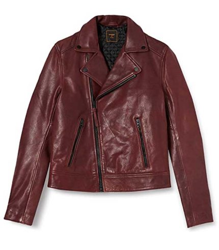 Men Burgundy Biker Leather Jacket