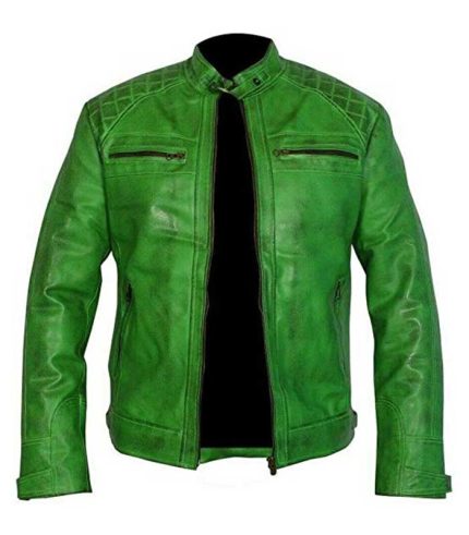 Men Green Vintage Retro Style Motorcycle Jacket