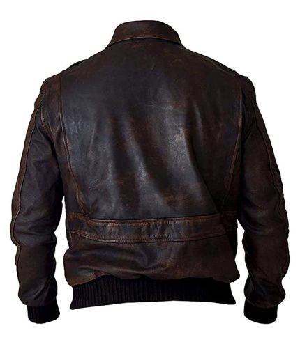 Men Pilot A2 Bomber Aviator Military Brown Leather Jacket 1