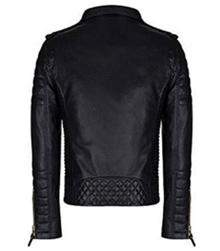 Men Quilted Style Black Biker Leather Jacket 1