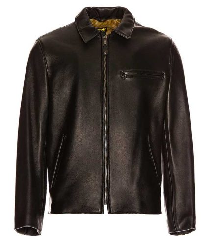 Men Black Collar Lamb Leather Jacket