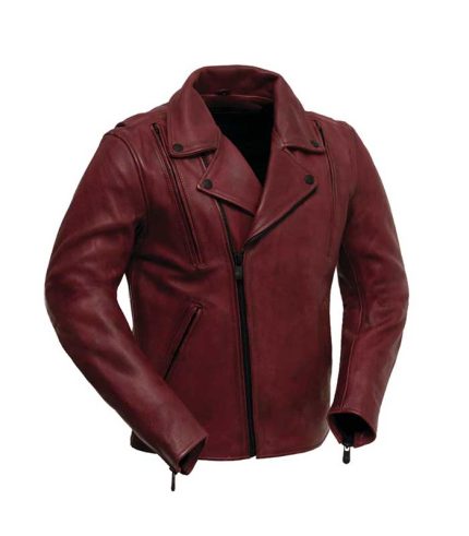 Men Maroon Night Rider Leather Jacket